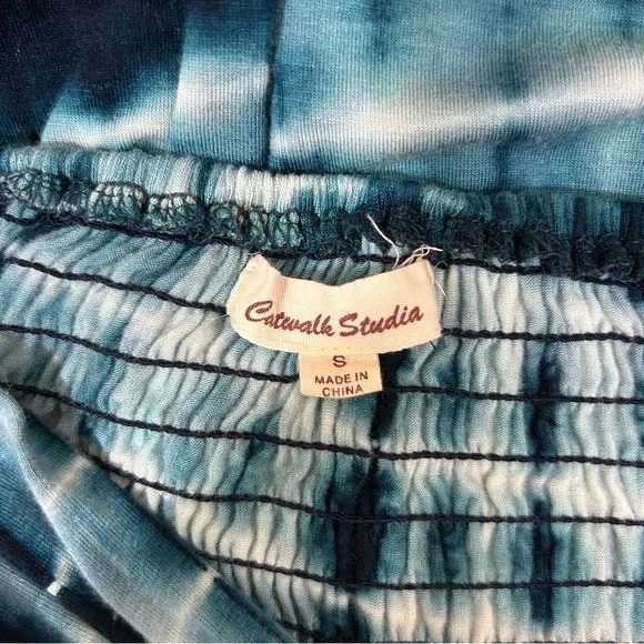 Catwalk Studios Blue Tie Dye Convertible Strapless Dress Boho Size S - Picture 9 of 11